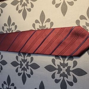 John Henry Burgandy Tie with Blue Stripes